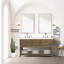 Meuble-lavabo double en chêne gris 60 po, profondeur 22 po, comptoir en quartz blanc, robinet 28 po - Décoration de salle de bain 60 po x 22 po, robinet poli