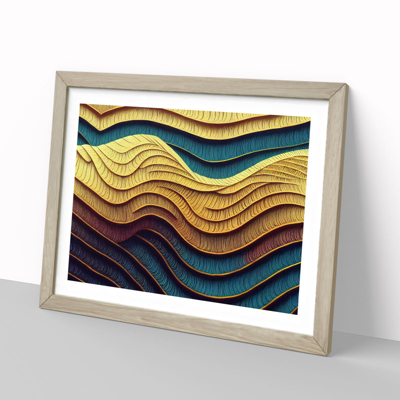 Stupendous Modern Abstract Art - Single Picture Frame Print, 46cm H x 64cm W x 2cm D, Oak
