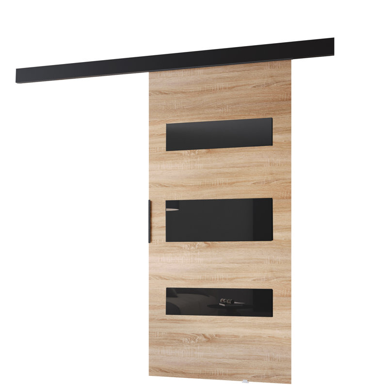 Sliding Door Prim D, Interior Door, 96cm x 205cm, Sonoma Oak/Black
