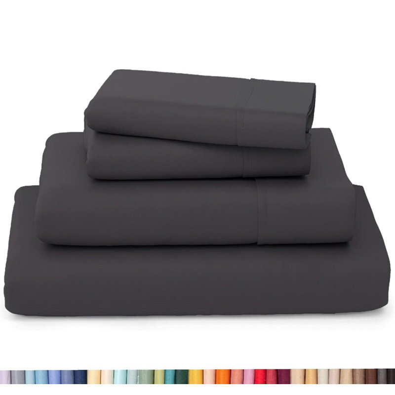 Ultra Soft Bamboo Sheet Set - 4 Pc Set - Wrinkle Resistant - Cooling Sheets with Deep Pockets, Dark Gray