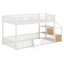 Lit superposé simple au-dessus de simple avec escalier, lit superposé au sol en métal avec échelle de rangement et garde-corps de sécurité-379340256