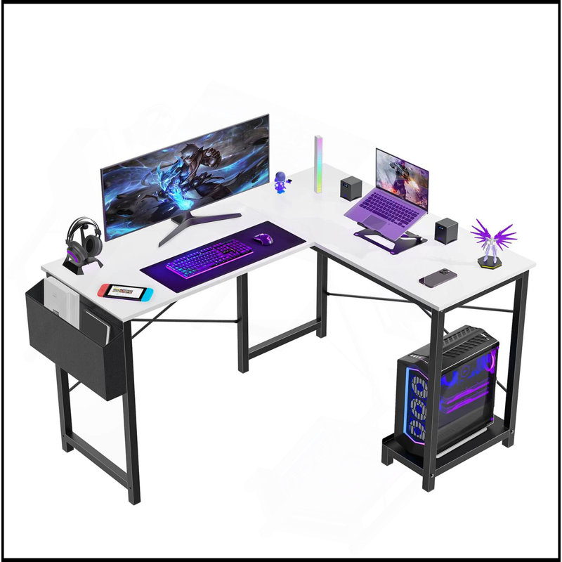 L Shaped Gaming Desk, White