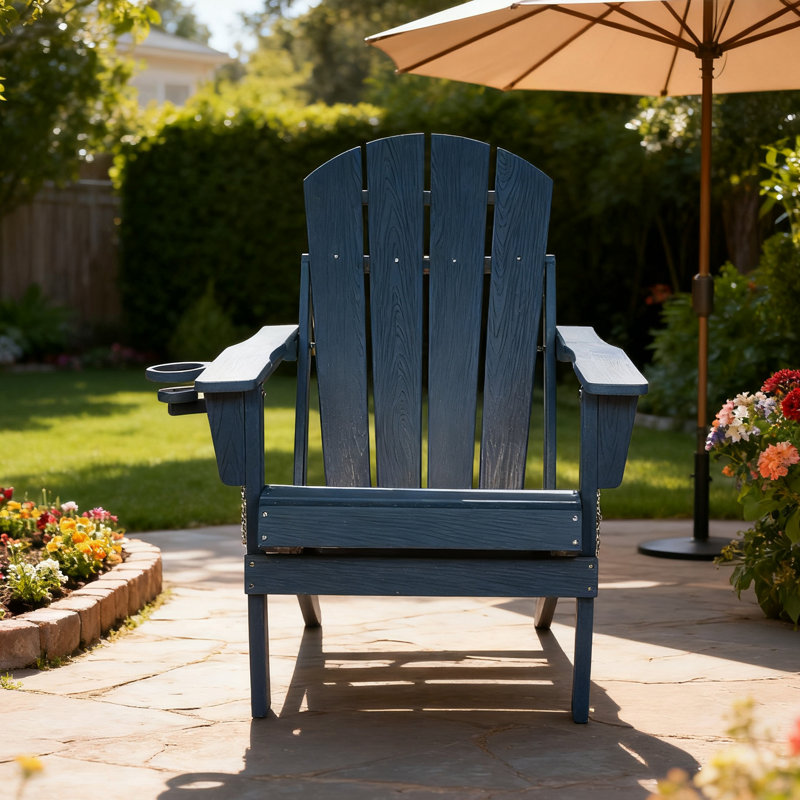 Chaises Adirondack pliantes Hdpe avec porte-gobelet, Marine
