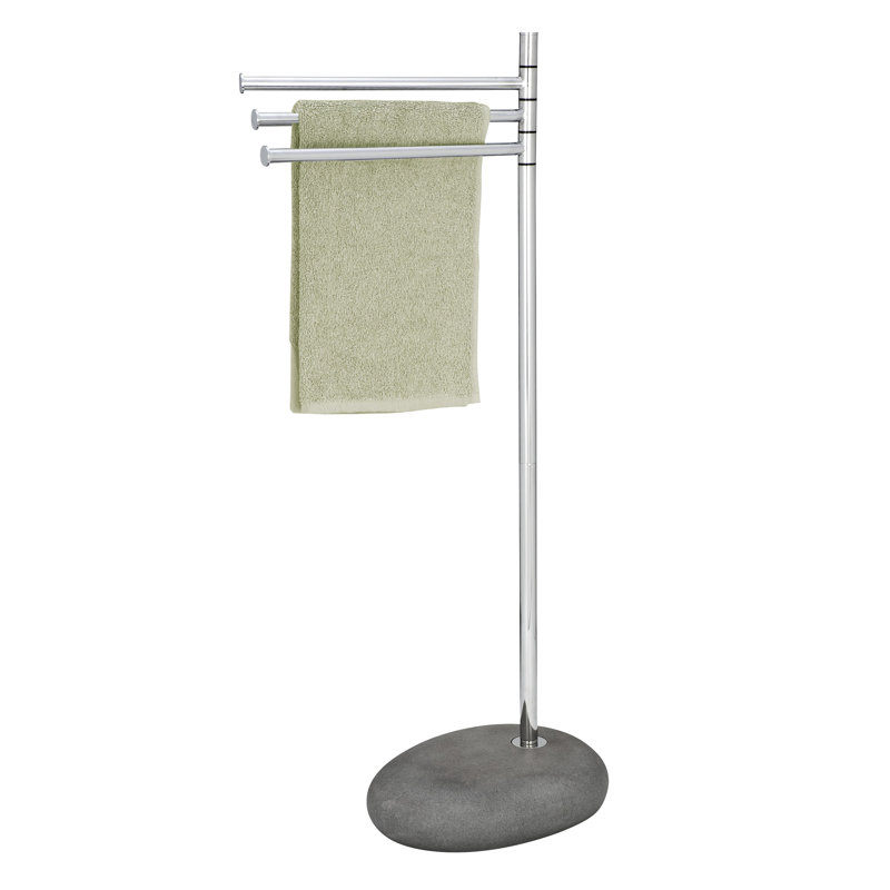 Pebble Stone 3 Towel Stand, Grey/Brown/Blue