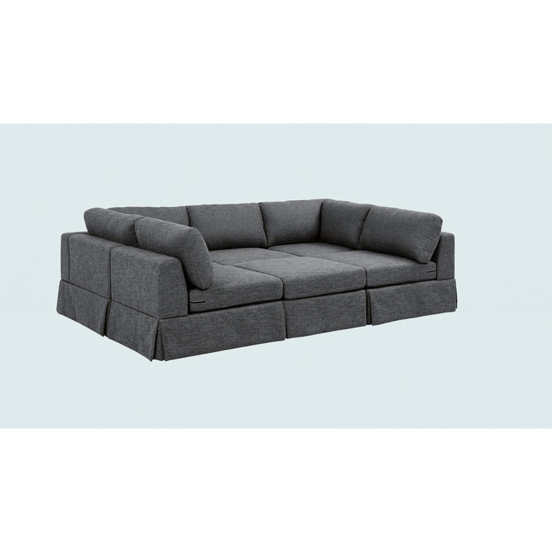 Canapé modulaire 6 pièces rembourré, Gris