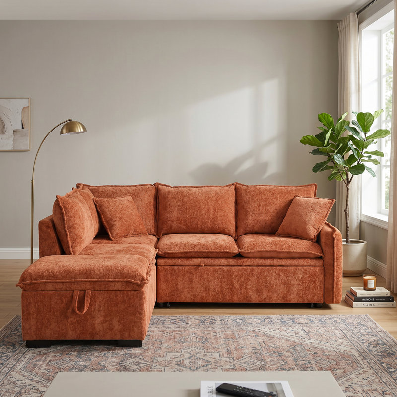 Canapé-lit modulaire convertible 82,67 po Chenille