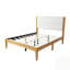 Structure de lit plateforme Mid-Century moderne avec tête de lit tapissier, support de lattes en bois massif, aucun sommier requis, assemblage facile-130042710-130042713