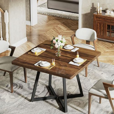 Table de salle à manger 31,5 "pour 2 à 4 personnes, table de cuisine industrielle avec cadre en métal noir, table de salle à manger pour petit appartement, coin-repas ou bureau (table seulement)