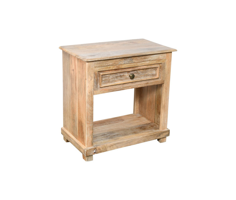 28" Distressed Natural One Drawer Solid Wood Nightstand