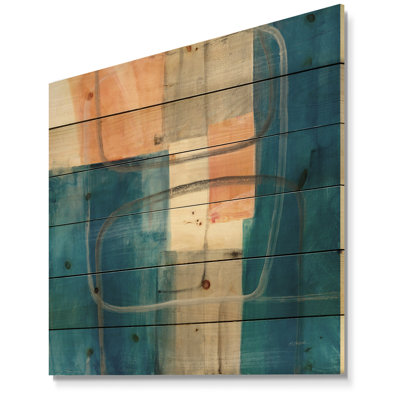 «Modern Simply Blue», impression moderne Mid-Century sur bois de pin naturel