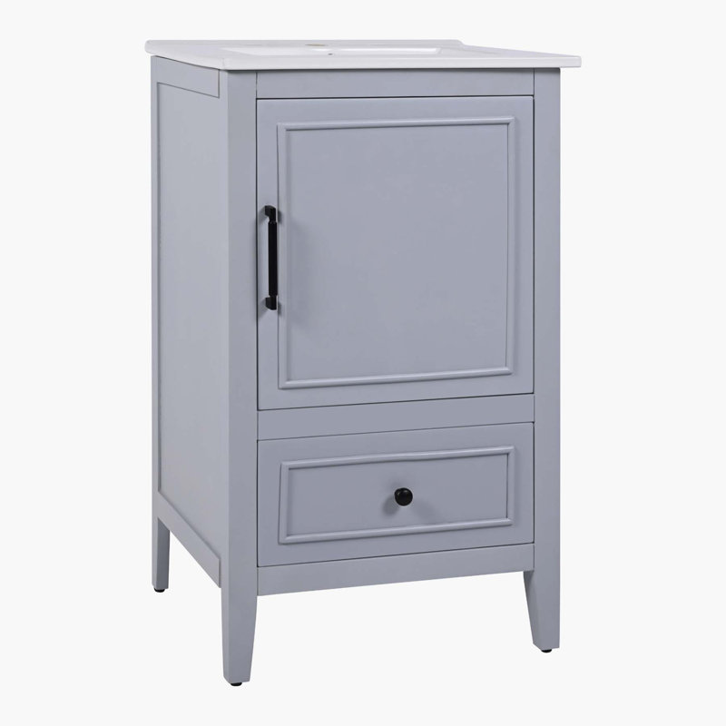 Grey 20-Inch Freestanding Bathroom Vanity with Ceramic Sink