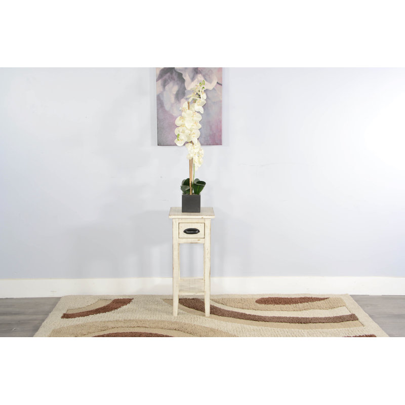 Komor Solid Wood End Table, White