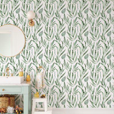 Papier peint amovible Luxury Green Tropical Leaves