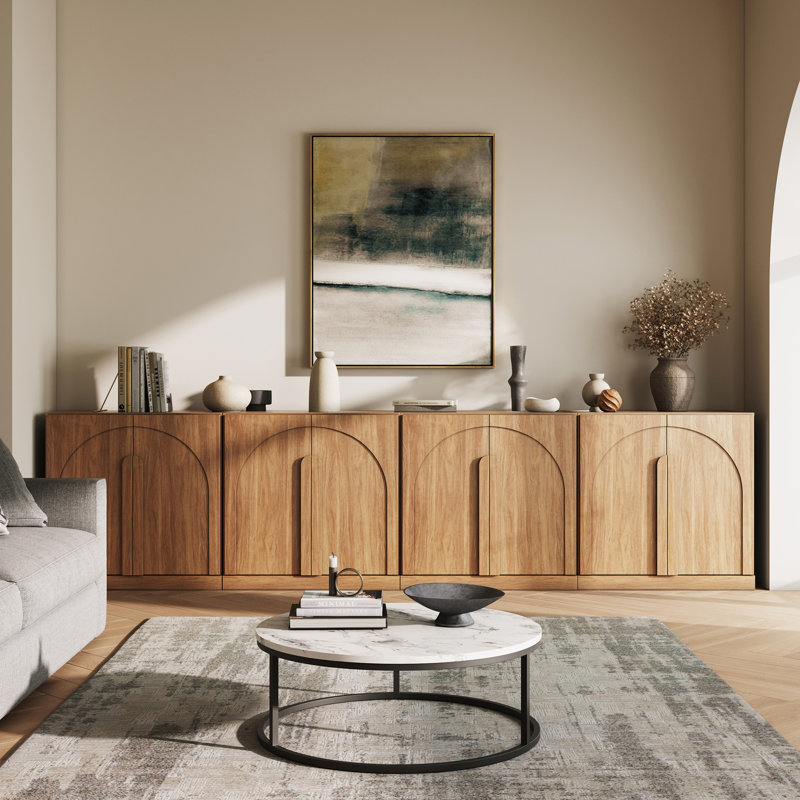 Set of 4 Sideboard Cabinet w/Wood Doors & Shelf, Camel, Bijou Camel B