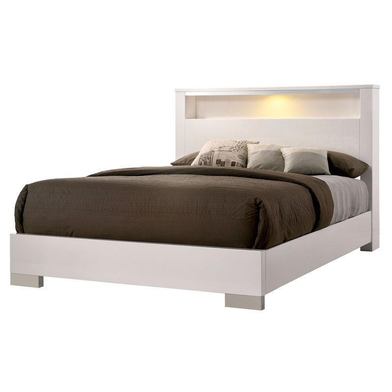 Solid Wood Bookcase Storage Bed, California King, White