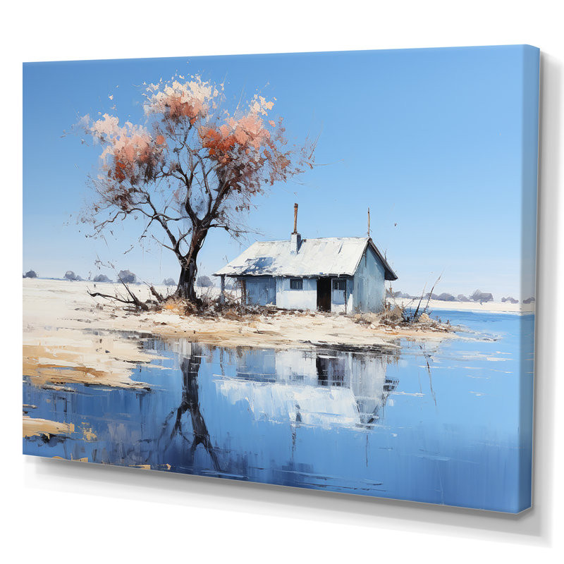 «Minimalisme» Lakefront Cottage Oasis 3 - Paysage, art mural sur toile tendue, Toile tendue, H 40 po x l 30 po x P 1,5 po