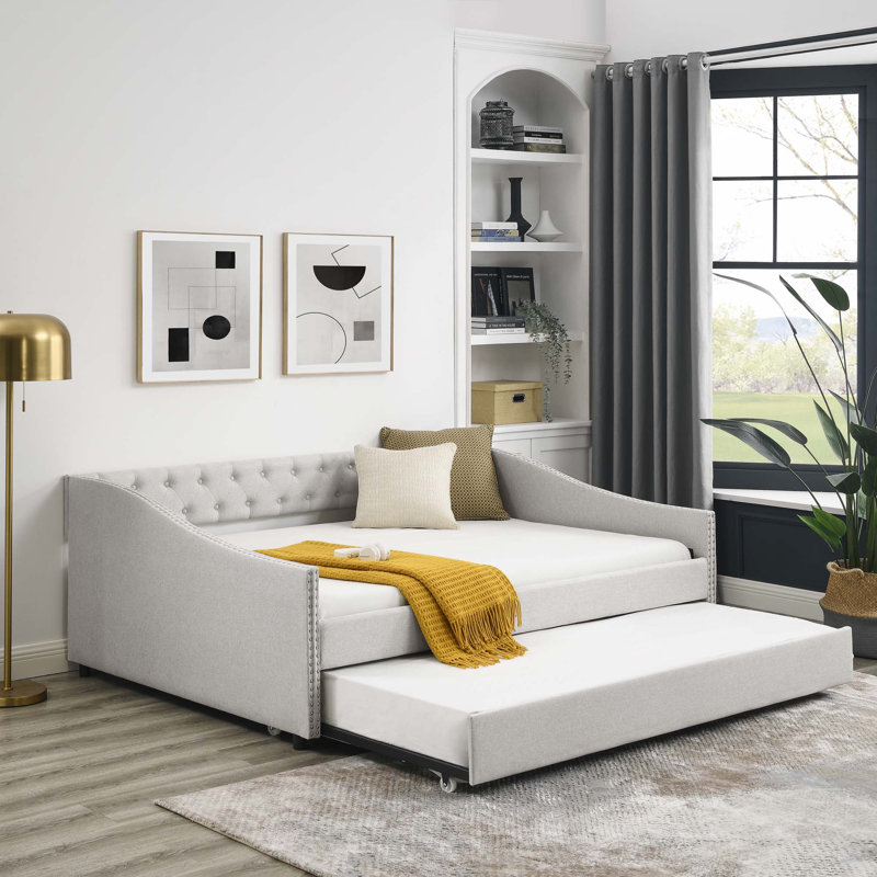 Daybed With  Trundle, Full/Double, Beige