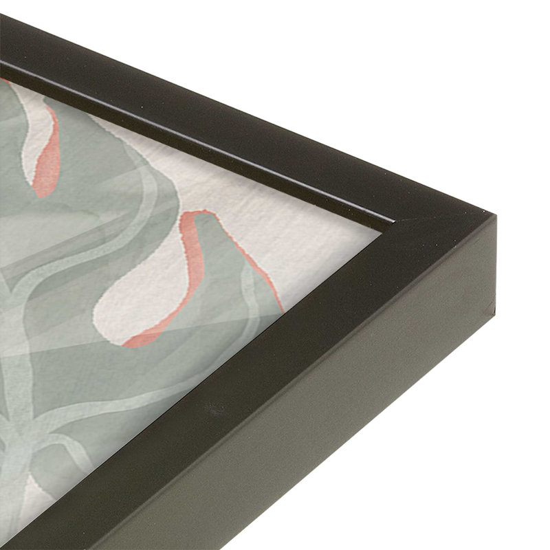 «Tropical Leaves II», reproduction sur toile avec cadre, Encadrement ouvert, noir satiné, H 13,5 po x l 13,5 po