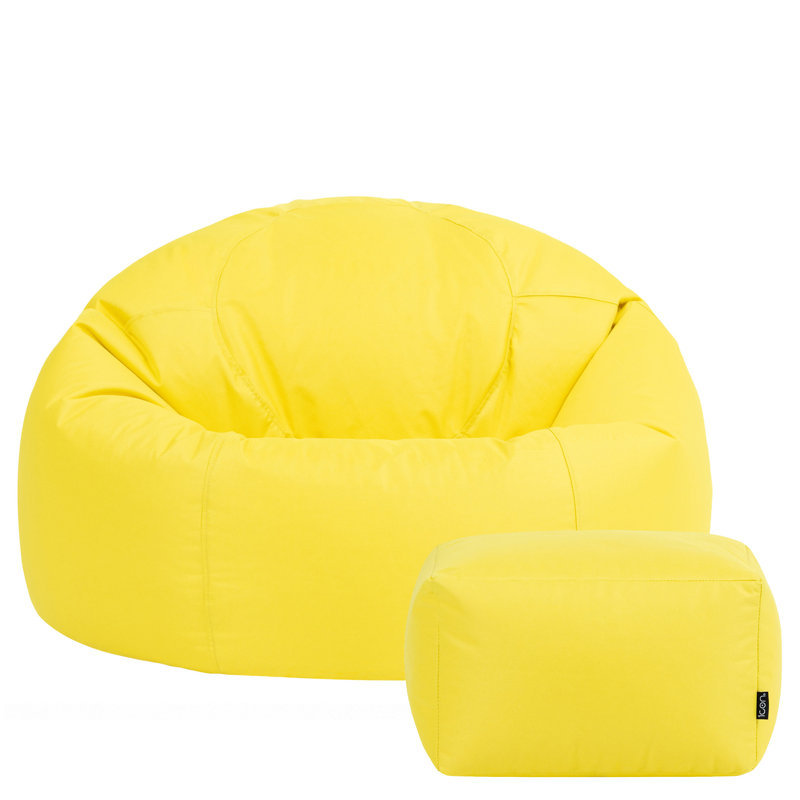 icon Adult Classic Beanbag Outdoor Waterproof Bean bags Ready Filled - Black, 50cm H x 85cm W x 85cm D, Yellow
