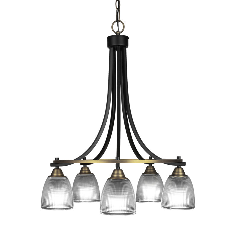 Lustre 5 lumières Michell, Nervuré transparent