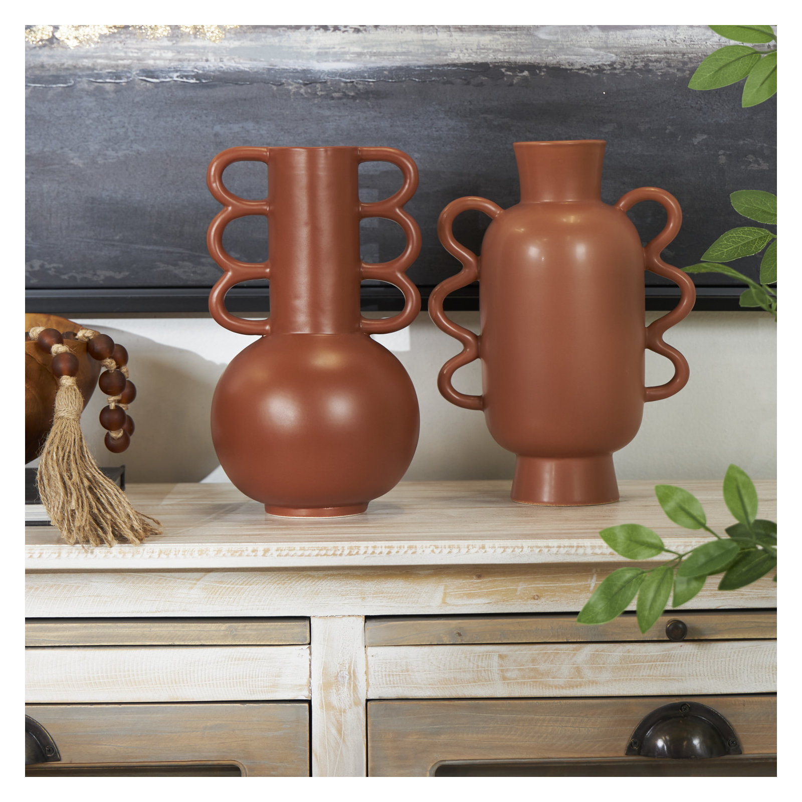 Edicott 11'' Dolomite Table Vase, Brown/Orange