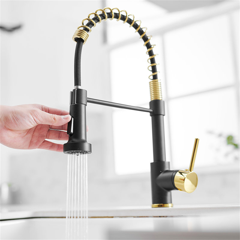 Robinet de cuisine commercial avec pulvérisateur rétractable, robinet d'évier de cuisine à poignée simple