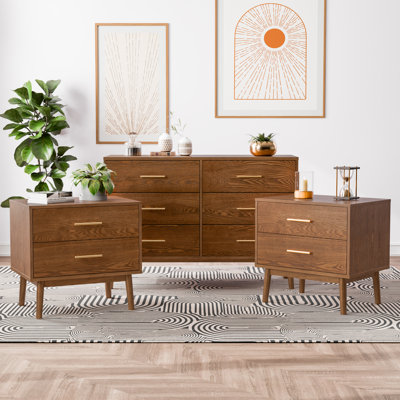 Nevio 3-Piece Wood Nightstands and Dresser Set