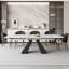 Ensemble de table de salle à manger extensible 94,5 po avec plateau en pierre frittée rectangulaire et 8 chaises en similicuir-839322232