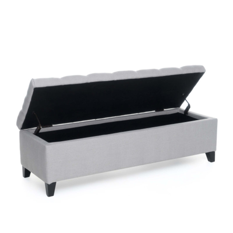 Repose-pieds moderne avec rangement pour le salon, Gris clair