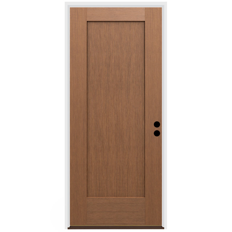 Porte extérieure en fibre de verre 1 panneau Shaker, Bronze frotté à l'huile, S'ouvre à gauche vers l'intérieur