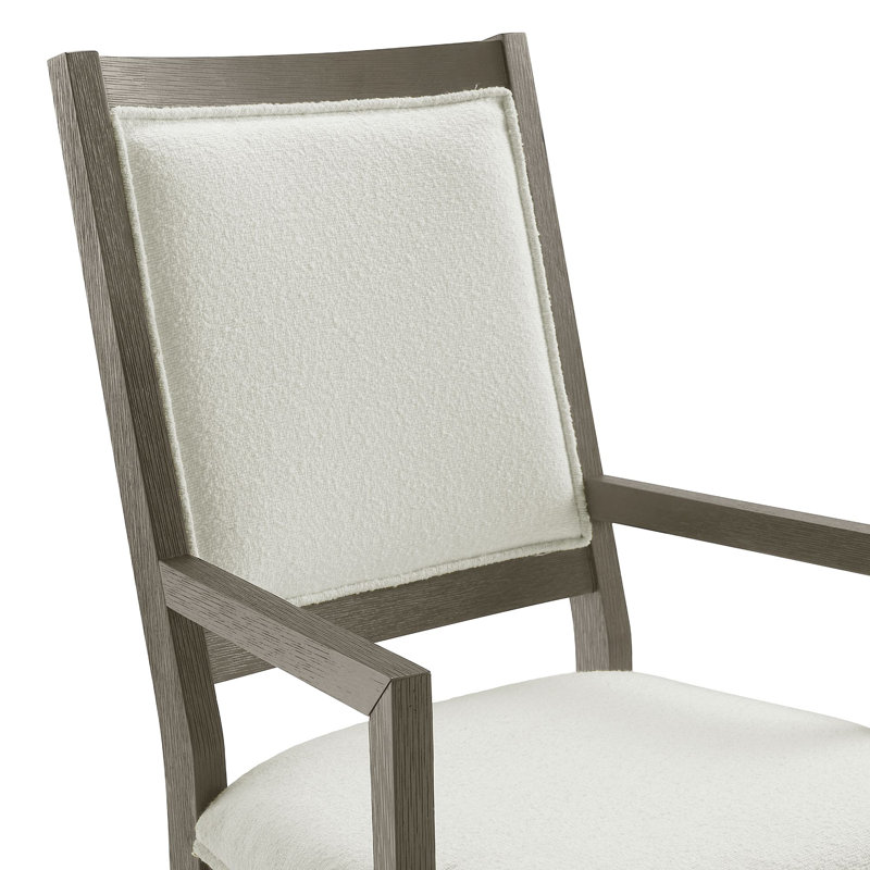 Modern White and Gray Wood Dining Arm Chair