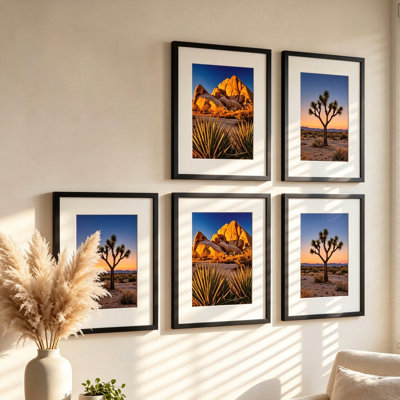 Ensemble de 5 cadres photo 8×10, cadres muraux en PVC avec verre PS et passe-partout sans acide – Affichage horizontal/vertical pour photos, œuvres d'art, certificats