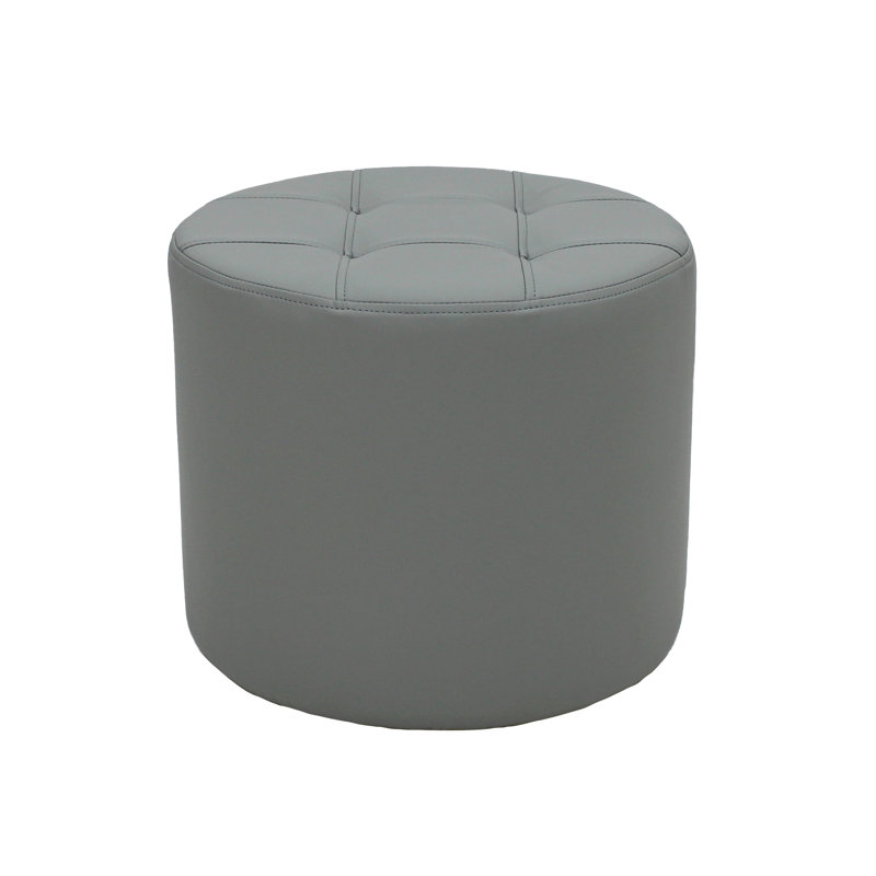 Faux Leather Ottoman, Gray Faux Leather