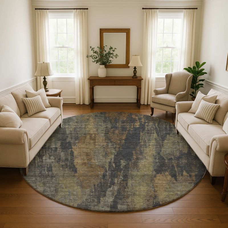 Premium Machine Washable Lampkins AMF1648 Abstract Rug, Round 8'
