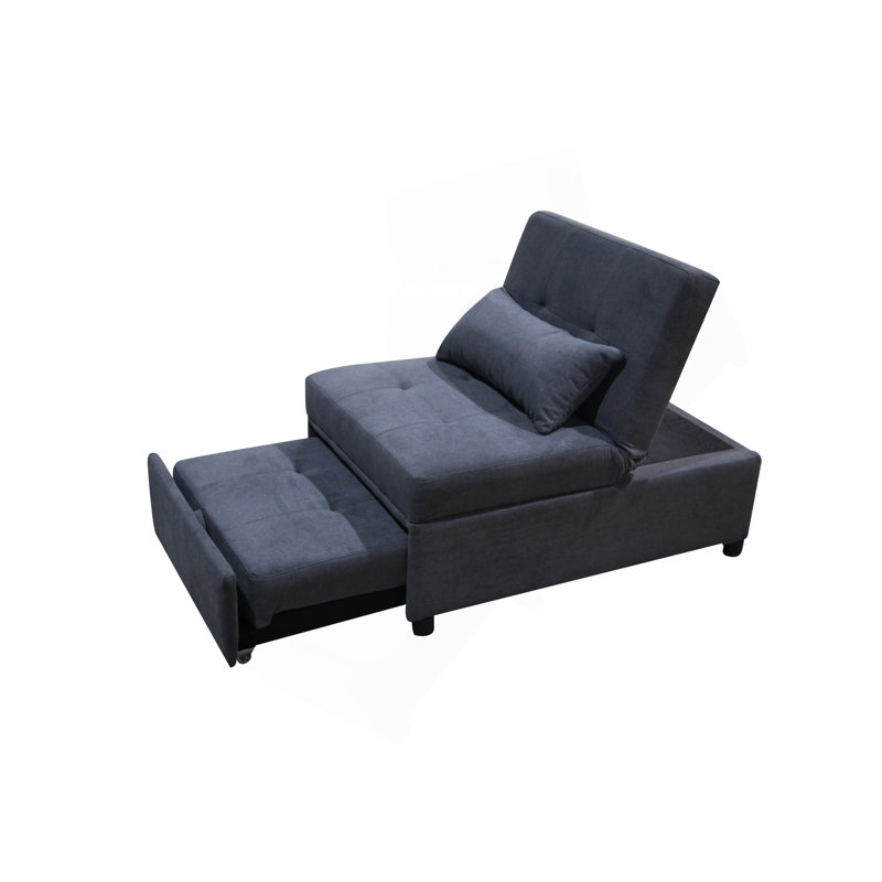 Canapé-lit pliant avec repose-pieds gris foncé, Velours gris foncé
