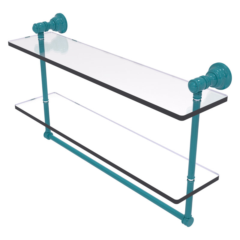 Tablette flottante 2 pièces Carolina, H 9,5 po x l 22 po x P 5,54 po, Bleu sarcelle Glokzin