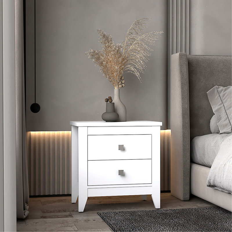 2-Drawer Nightstand White
