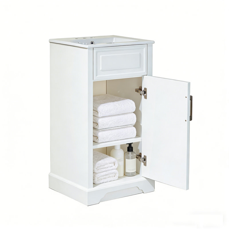 Fully Assembled 18'' Freestanding Single Bathroom Vanity With Top