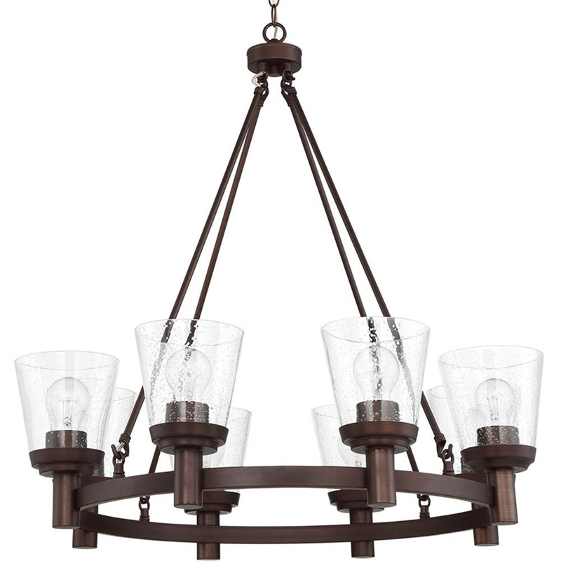 Lustre 8 litres avec abat-jour conique en verre transparent Sunset Bronze - F24018-64