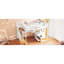 Lit mezzanine double blanc et naturel avec bureau, tablette, étagères de bureau à surface suffisante, esthétique