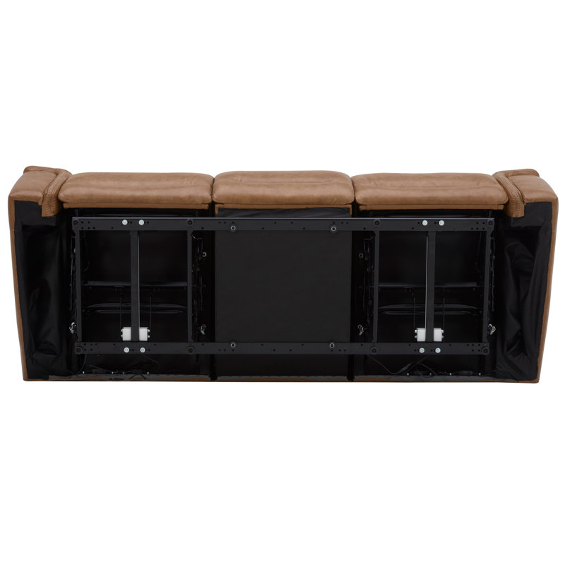 Brown Leather Power Reclining Sofa with Pillow-top Arms