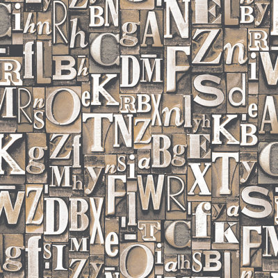Steampunk Typography 10m L x 53cm W Roll Wallpaper