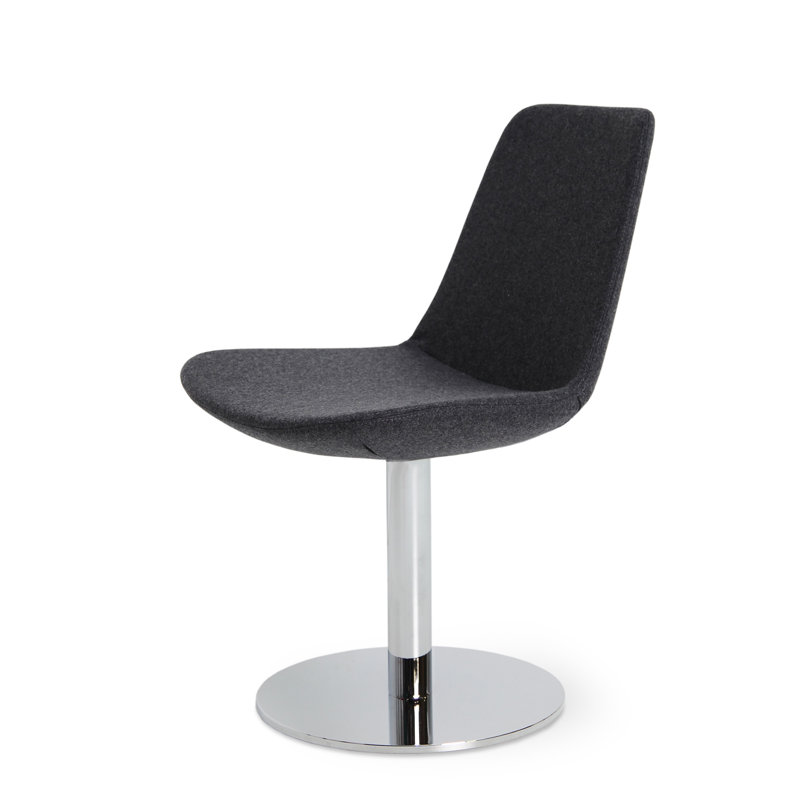 Chaise d'appoint pivotante de 23 po Eiffel, Similicuir noir, Chrome