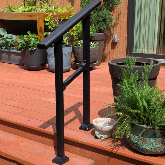 U-shape Safety Handrail Outdoor Step Handrail - U-Shaped , Stainless Steel Black Finish Wall Mount Safety Rail For 1-3 Steps