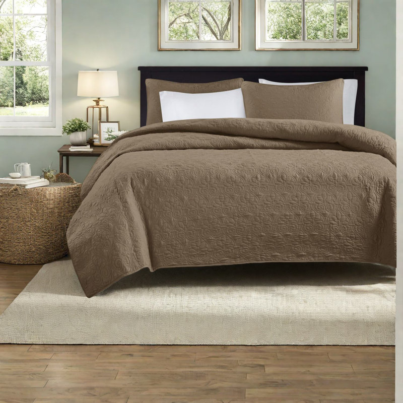 Quebec Mocha Cotton Bedding Sets, Reversible Design For All Seasons