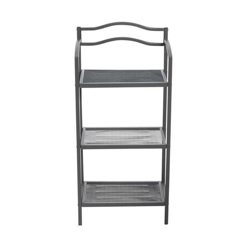 Étagère de rangement de salle de bain à 3 niveaux en métal gris, Gris