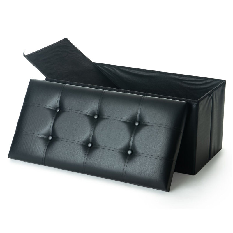 Pio 75cm Wide Faux Leather Tufted Rectangle Solid Colour Ottoman with Storage
