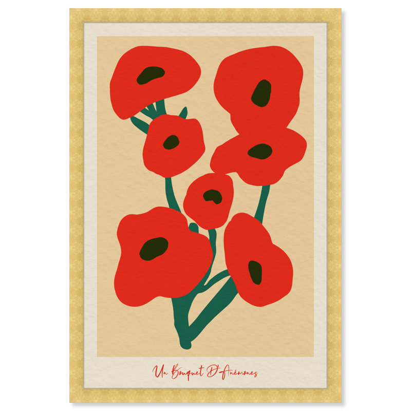 " Modern Red Flower Bouquet " by Oliver Gal, Gold, 38" H x 26" W