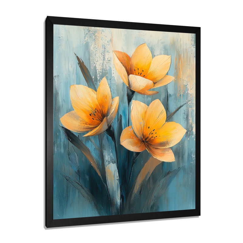 Henderson - Floral Canvas Art Print, H 40 po x l 30 po, Noir, noir, noir, noir, Reproduction encadrée d'une seule photo