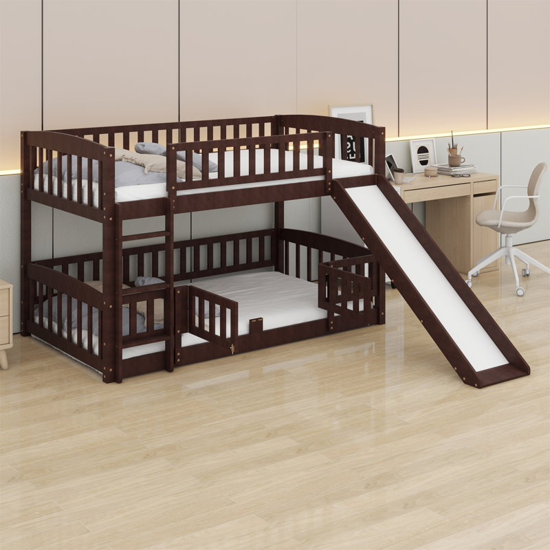 Jeneine Kids Twin Over Twin Bunk Bed, Espresso
